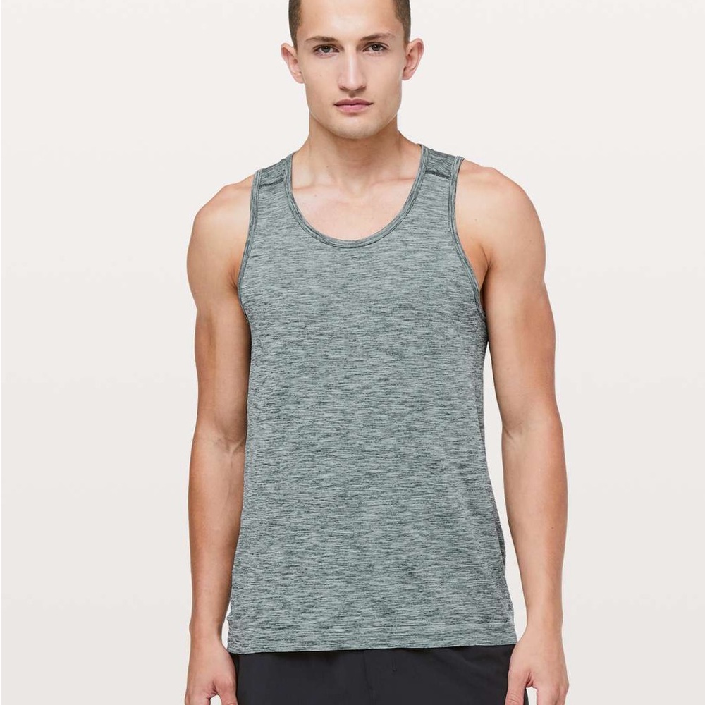 Lululemon Metal Vent Tech Surge Tank in‎ Oxide Green / White active workout